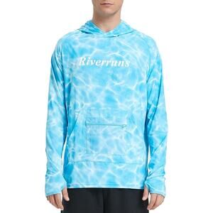 NWT ~ Mens Light Blue Riverruns UPF50+ Hunting Lightweight Hoodie with Mask ~ XL